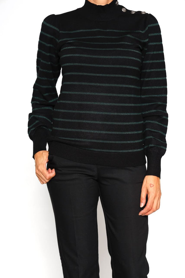 PESSIE STRIPES JERSEY-BLACK/GREEN