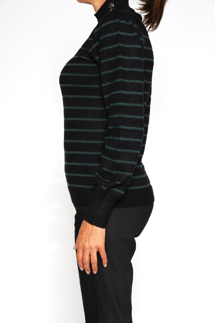 PESSIE STRIPES JERSEY-BLACK/GREEN