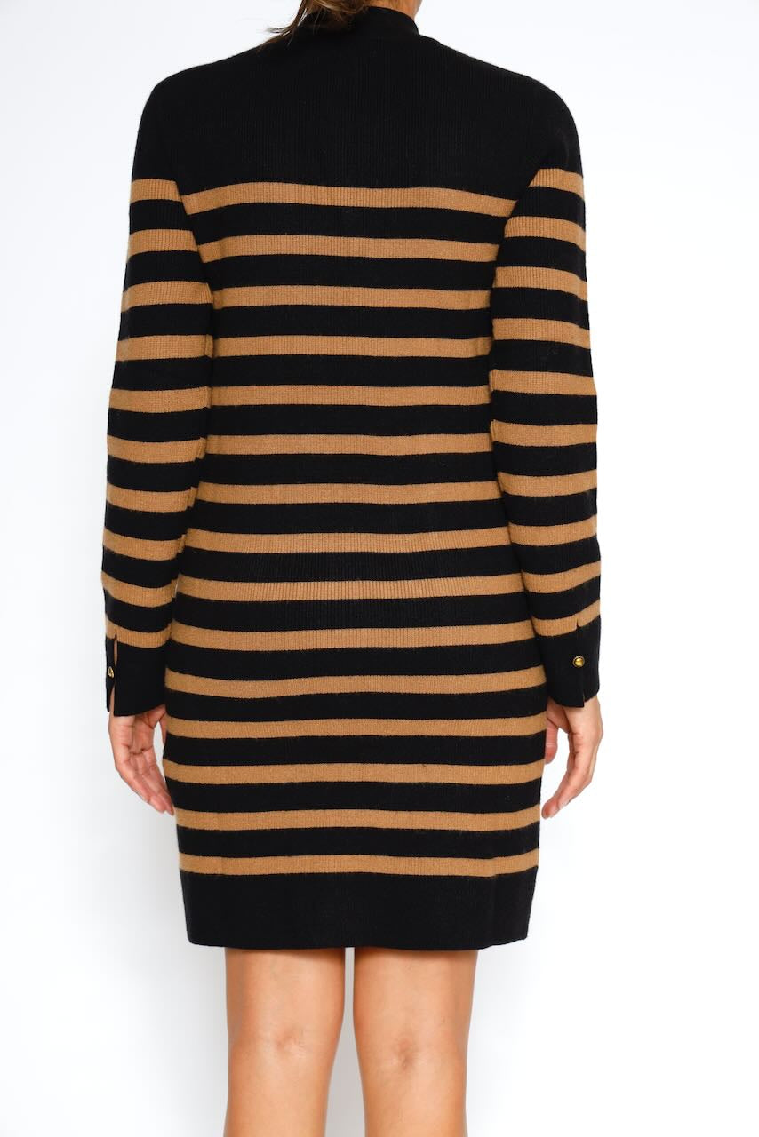 VESTIDO RELIANE STRIPES-NEGRO/CAMEL