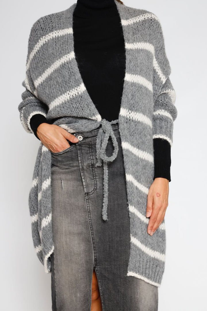 CARDIGAN M710864569-WHITE/GRAY