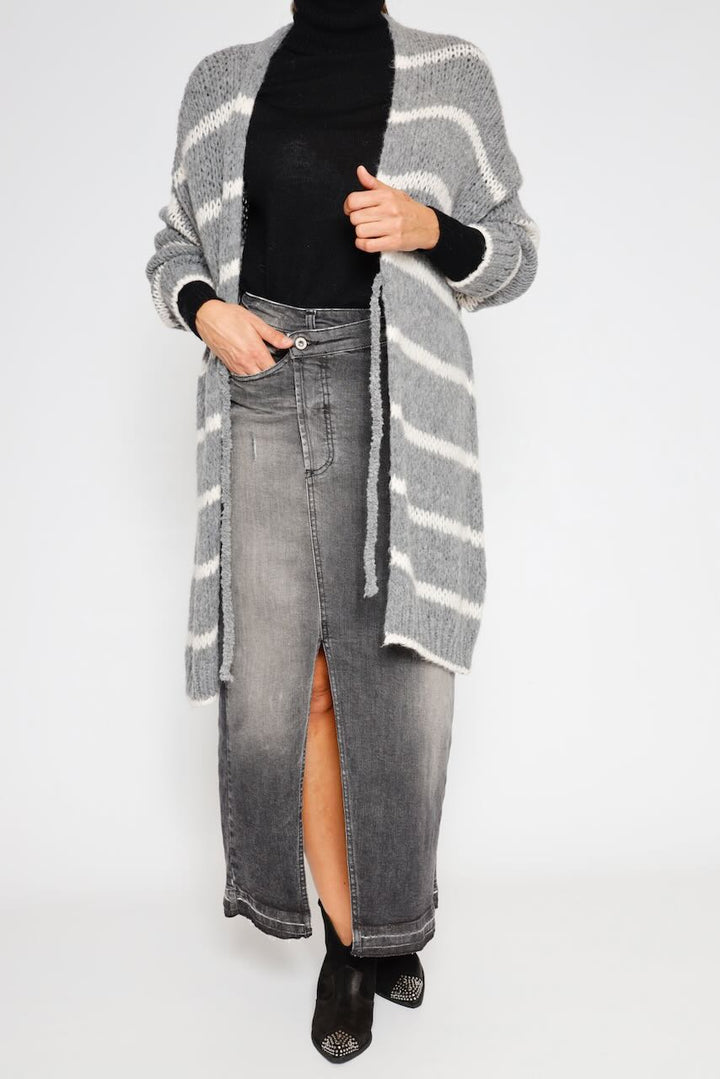 CARDIGAN M710864569-WHITE/GRAY